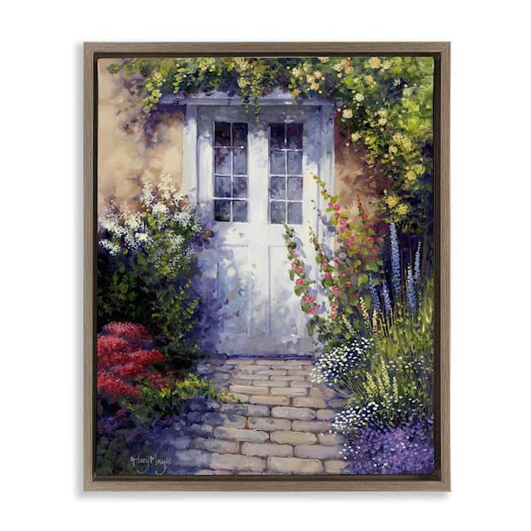 Stupell Industries Back Doorway Plants by Hilary Mayes Brown Floater Frame Architecture Graphic Art Print 21 in. x 17 in.