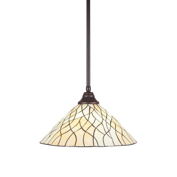 Unbranded Sparta 100-Watt 1-Light Dark Granite Bowl Mini Pendant Light with Glass Shade