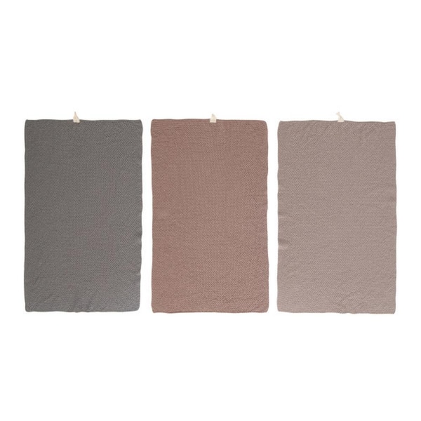 Storied Home Cotton Knit Tea Towel in Multi Color (Set of 3)