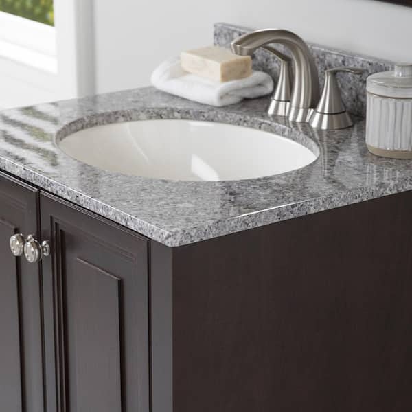 Home Decorators Collection 25 in. W x 22 in. D Cultured Marble White Round Single Sink Vanity Top in Mineral Gray
