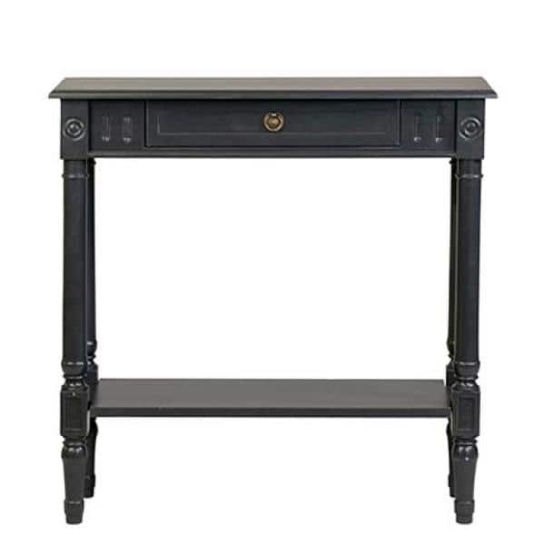 Marisol Black Solid Wood Console Table with Storage