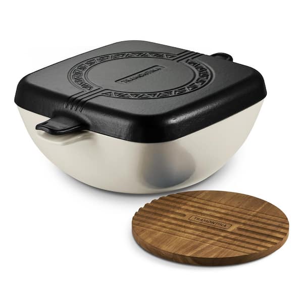 Cultura 6.5 qt. Enameled Cast Iron Multi-Cooker with Reversible Lid-Gardenia White