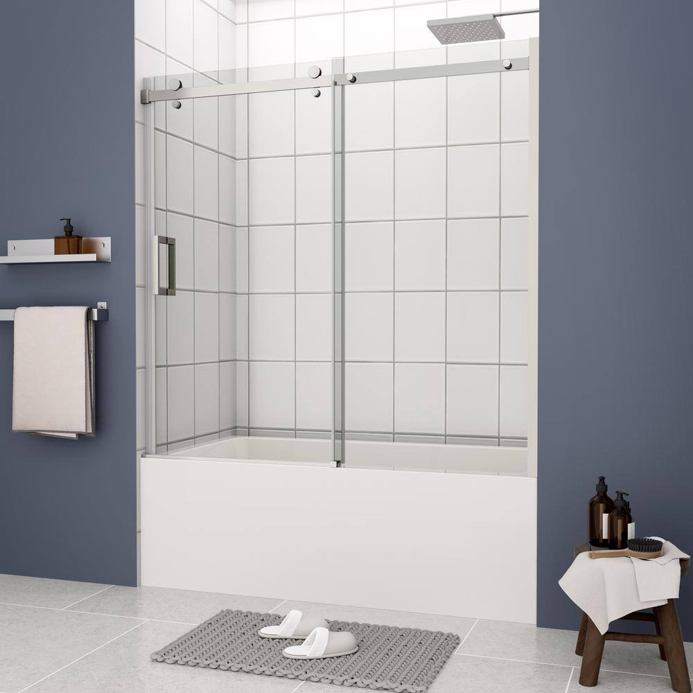 60" x 58" Chrome Sliding Shower Door with Tempered Glass
