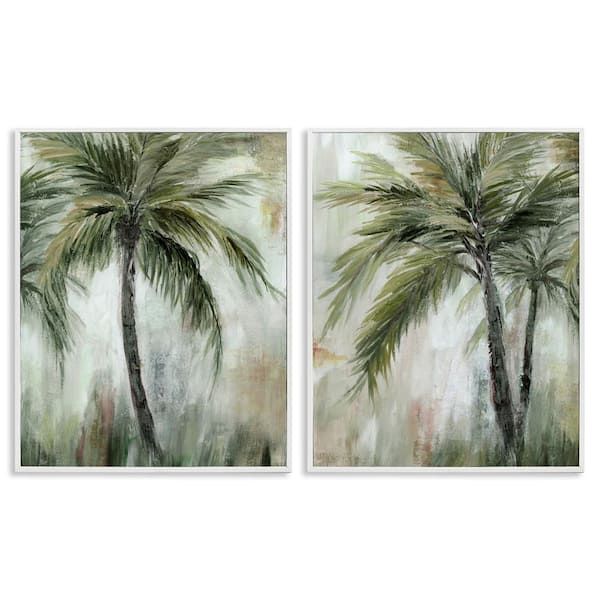 Palm Trees Impressions by Nan 2 Pieces White Framed Nature Giclee Art Print 30 in. x 24 in.