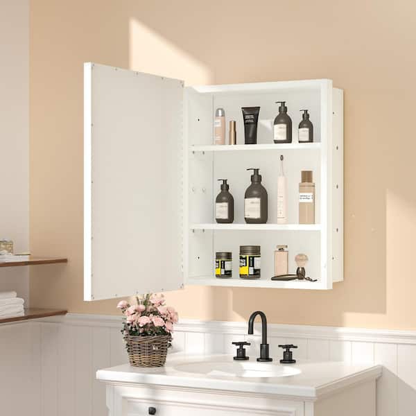 KeonJinn 17 in. W x 25 in. H Rectangular White Metal Framed