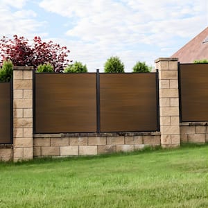 Outdoor 6 ft. H x 6 ft. W Brown Composite Fence Panel with One Aluminum Post Garden Fence