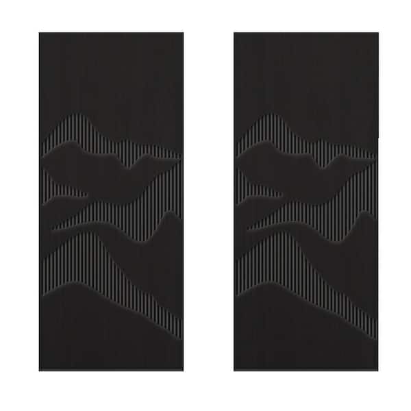 72 in. x 80 in. Hollow Core Black Painted Composite MDF Interior Double Closet Sliding Doors