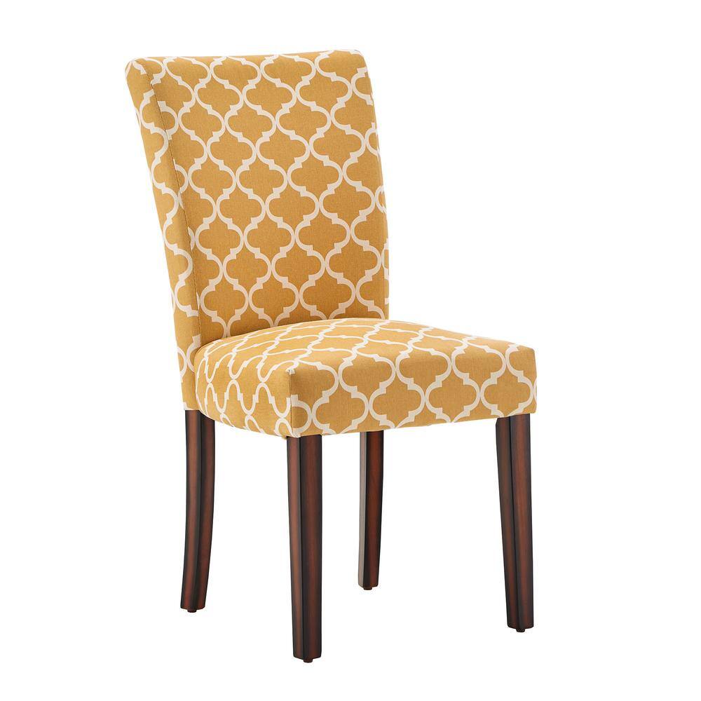 HomeSullivan Yellow Moroccan Pattern Fabric Parsons Dining Chairs (Set ...