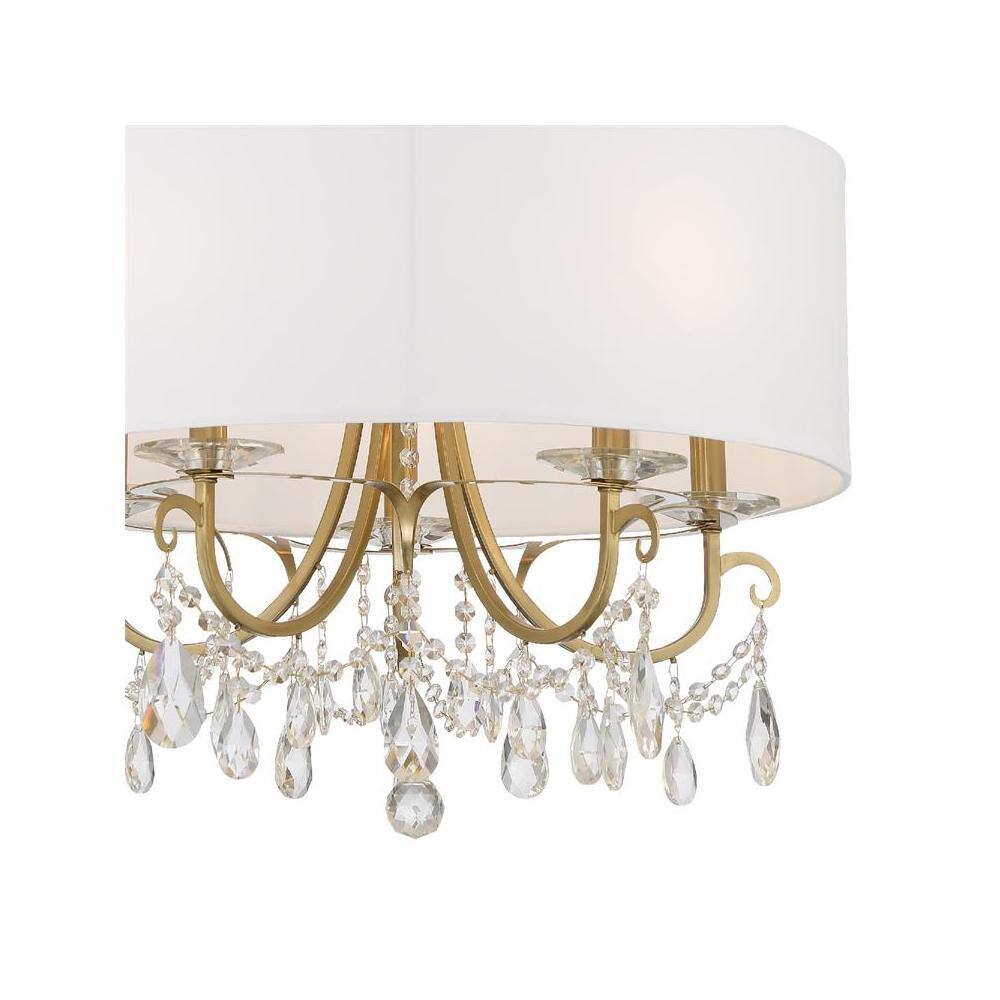 Vibrant Gold 5-Light Chandelier with White Silk Shade