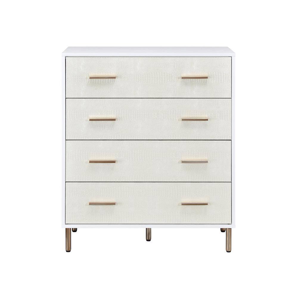 Donason 6-Drawer White and Champagne Chest of Drawers (32 in. W x 16 in ...