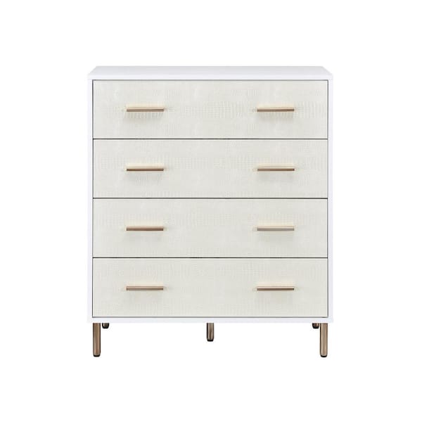 Donason 6-Drawer White and Champagne Chest of Drawers (32 in. W x 16 in. D x 37 in. H)