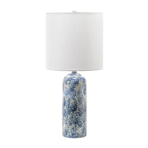 Watts 25 in. Blue Ceramic Contemporary Table Lamp with Shade