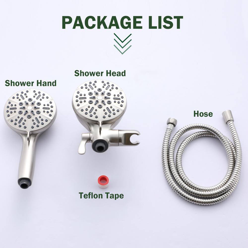 Brushed Nickel 5-Spray Dual Shower Head with Handheld