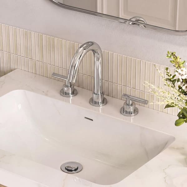 8 in. 3-Hole High-Arc Widespread Double Handle Bathroom Sink Faucet Spot Resist in Polished Chrome Drain Included