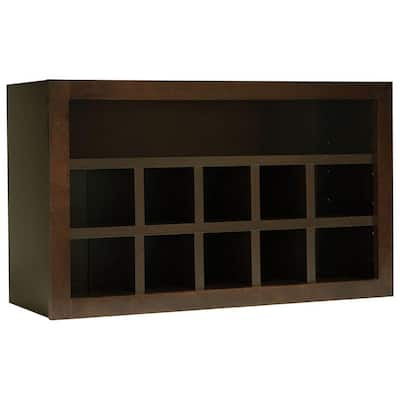 Hampton Bay Shaker Assembled 30x18x12 in. Wall Flex Kitchen Cabinet with Shelves and Dividers in Java KWFC3018-JM