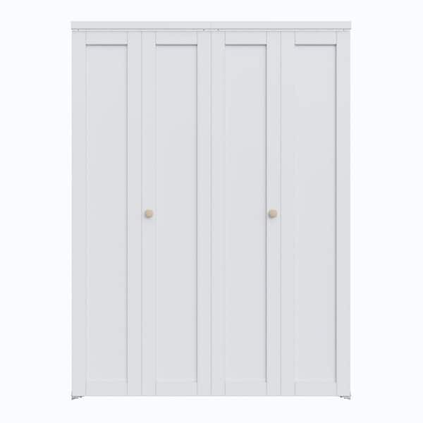 60 in. x 80 in. Solid Core White Primed Composite MDF Bi-fold Door with Hardware