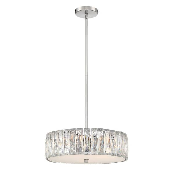 Eurofase 5-Light Chrome Pendant with Clear Crystal Shade