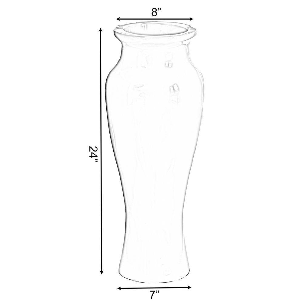 Tall White Fiberglass Trumpet Floor Vase