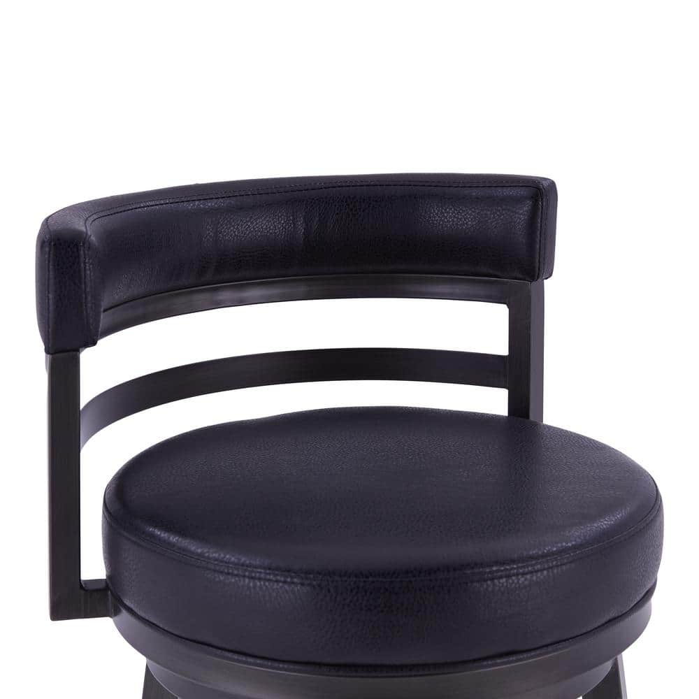 Black Faux Leather Swivel Counter Stool with Metal Frame