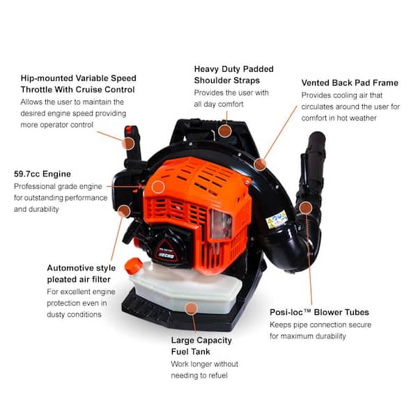 ECHO 211 MPH 1071 CFM 79.9 cc 2 Stroke Gas Engine Backpack Blower with Tube Mounted Throttle