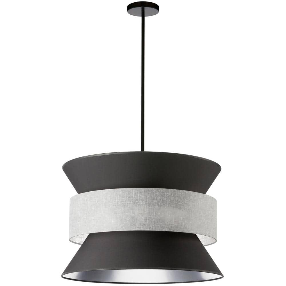 Dainolite Questa 4-Light Matte Black Shaded Pendant Light with Black ...