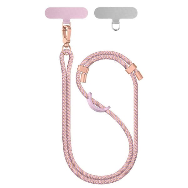 Adjustable Phone Strap Crossbody with 2-Pack Tether Tab Premium Metal Buckles 2-Color Braided Lanyard Pink and Purple