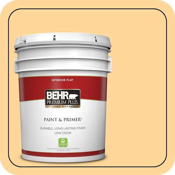 BEHR PREMIUM PLUS 5 gal. #P250-3 Marsh Marigold Flat Low Odor Interior Paint & Primer
