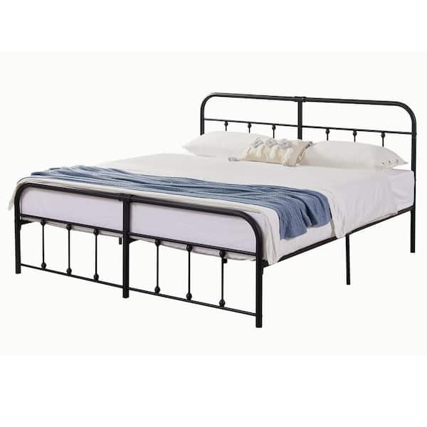 Bページ VECELO King Size Bed Frame w/ Headboard, Heavy Duty Platform