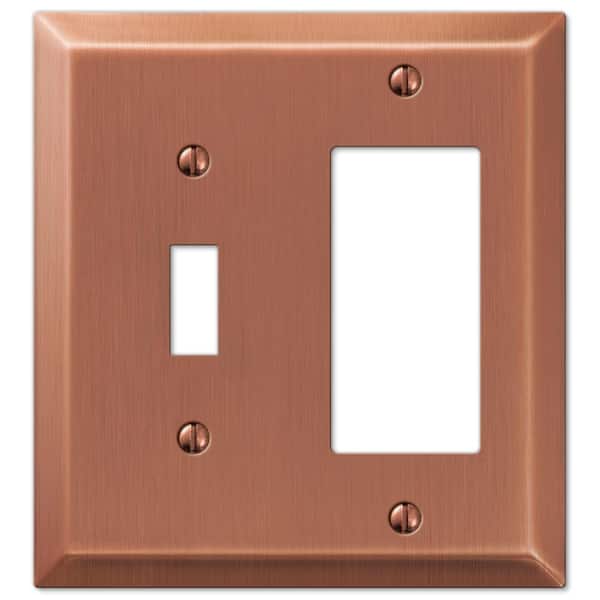 AMERELLE Metallic 2 Gang 1-Toggle and 1-Rocker Steel Wall Plate - Antique Copper