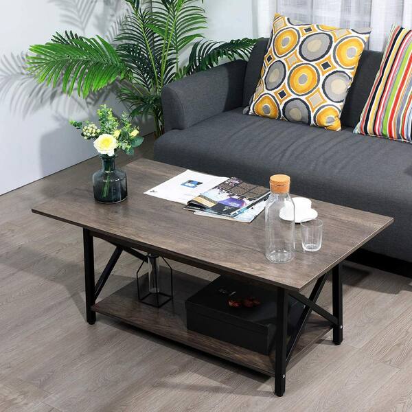 Dark Walnut Rectangle Wooden Country, Coffee Tables With Storage At Big Lots