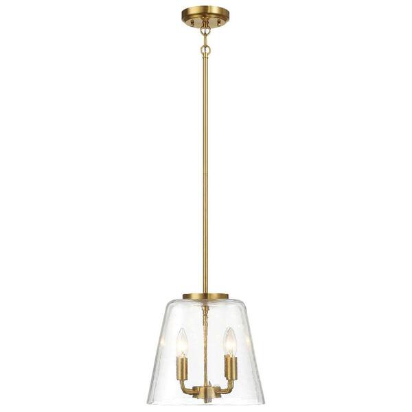 1-Light Gold Swag, Shaded, Candle Pendant Light with Clear Glass Shade, No Bulbs Included