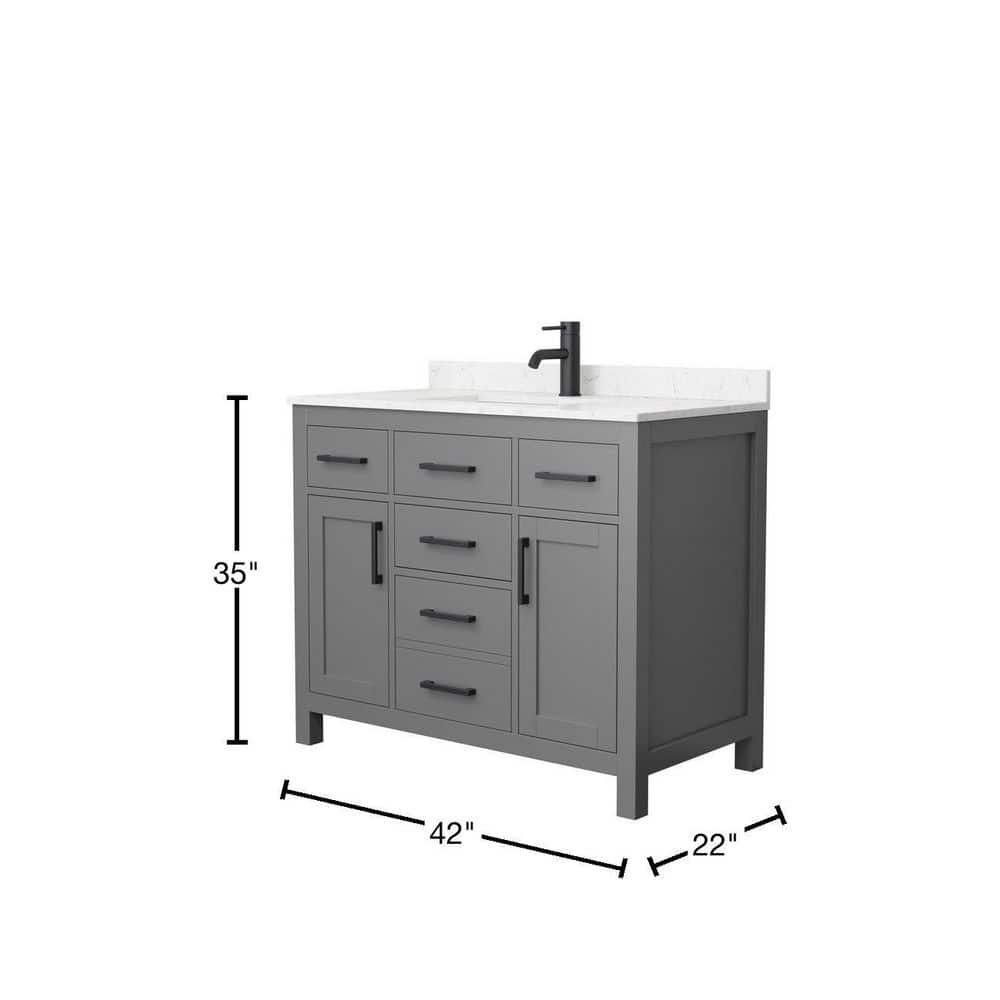Beckett 42" Dark Gray Freestanding Vanity with Carrara Marble Top