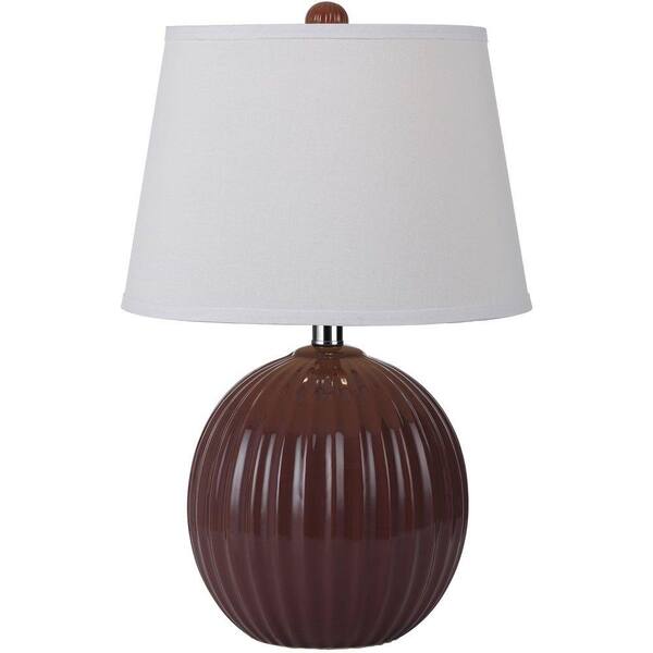 AF Lighting Bleeker 20.5 in. Red Ceramic Ribbed Ball Table Lamp