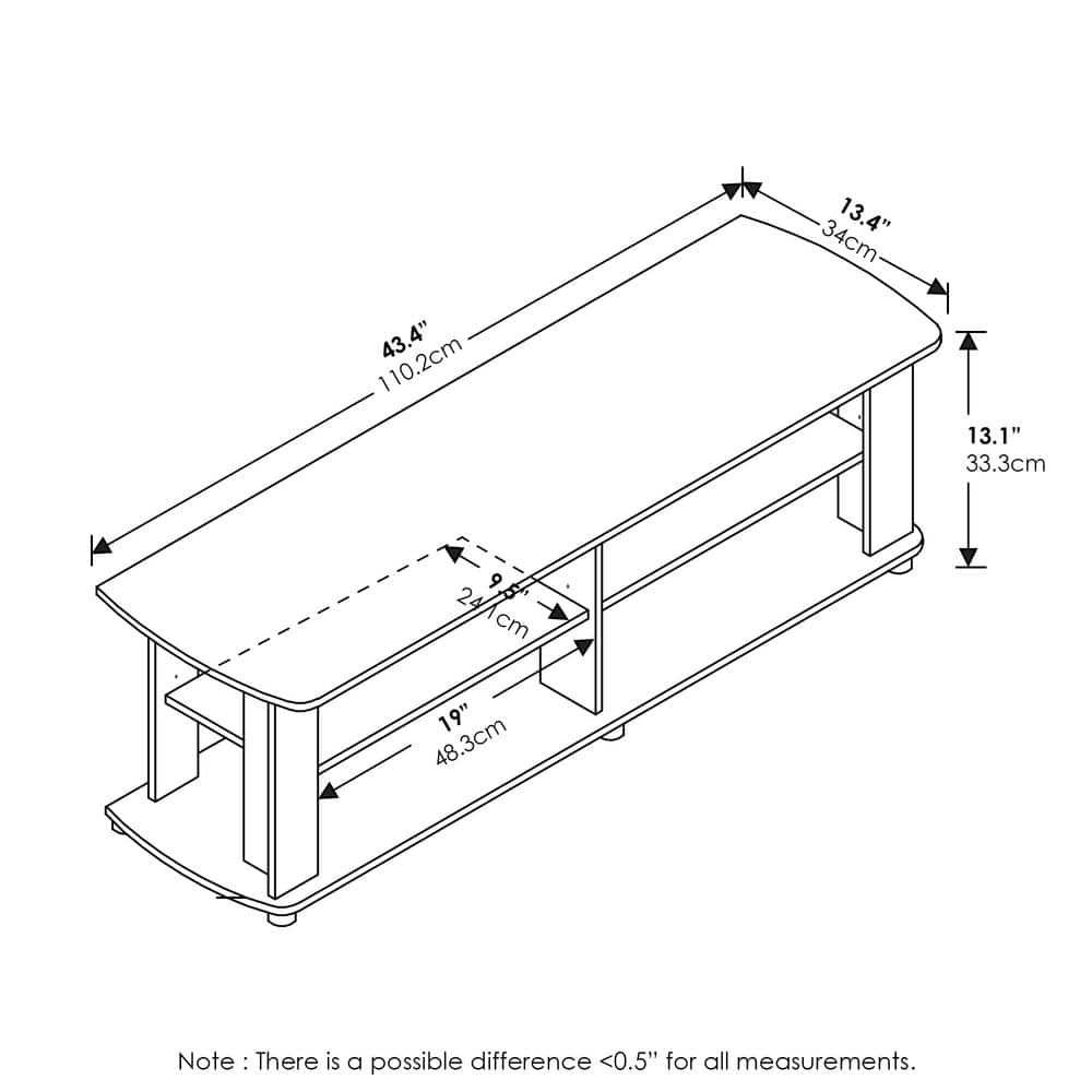 Columbia Walnut and Black 3-Tier TV Stand for 45" TVs