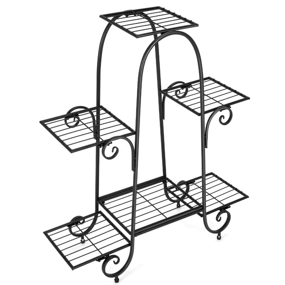 6-Tier Metal Plant Stand Indoor Outdoor Flower Pot Display Rack with Adjustable Foot Pads, Black price history on PriceWatchPro
