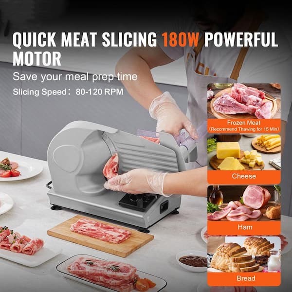 Numhew 180 W Electric Meat Slicer with 7.5 in. Stainless Steel