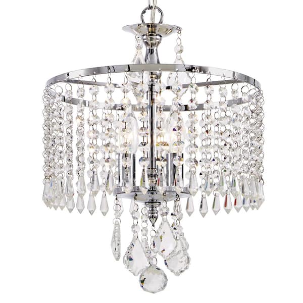 Home Decorators Collection Calisitti 3-Light Polished Chrome Mini-Chandelier with K9 Hanging Crystals