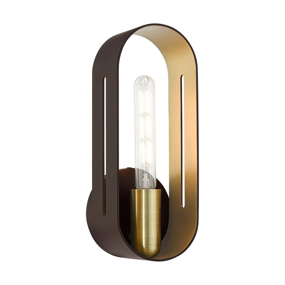 Ravena Scandinavian Bronze with Antique Brass 1-Light Sconce