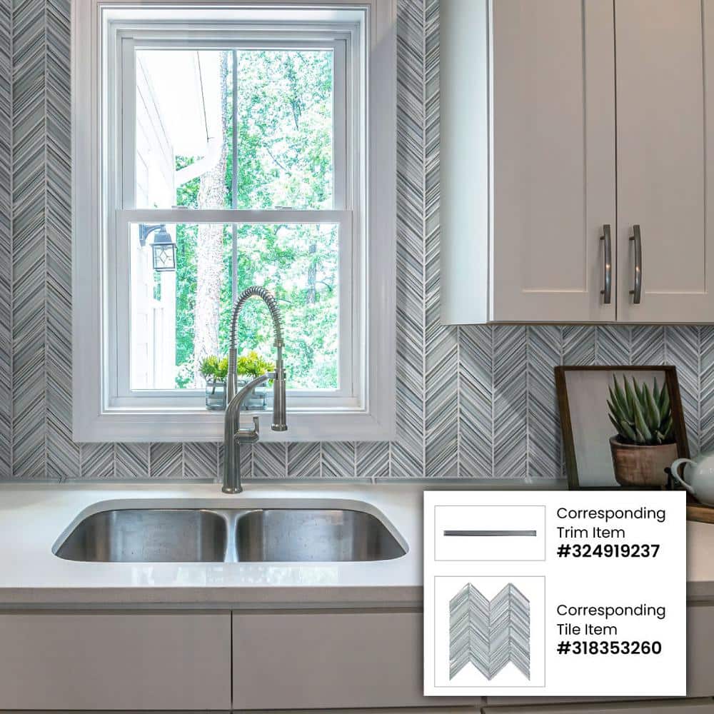 Apollo Tile 10 pack 0.6-in W x 12-in L Glass Glossy Pencil Liner Tile Trim (0.5 Sq ft/case)