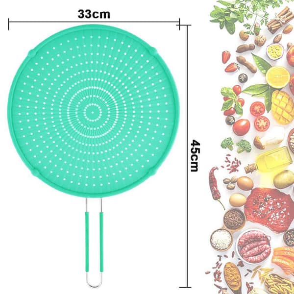 16 in. x 12 in. x 0.5 in. Silicone Splatter Screen with Heat-Resistant for Frying Pan and Everyday Cooking,Green(1-Pack)