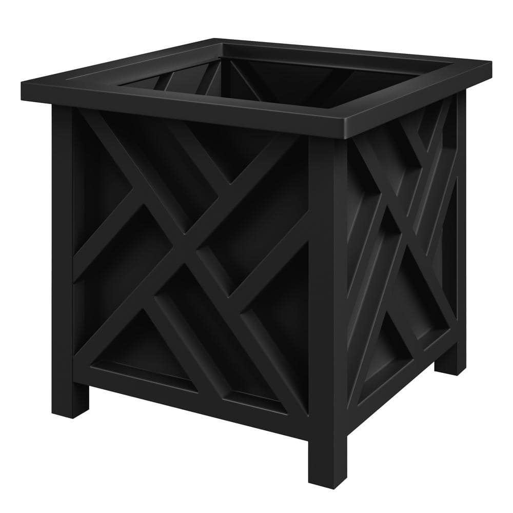 Pure Garden 15.5 in. L x 15.5 in. W x 16.5 in. H Polypropylene Garden Planter Box Black