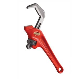 9-1/2 in. Offset Hex Jaw Pipe Wrench, Sturdy Plumbing Pipe Tool with Hex Jaw Mechanism for Extra Wide Opening