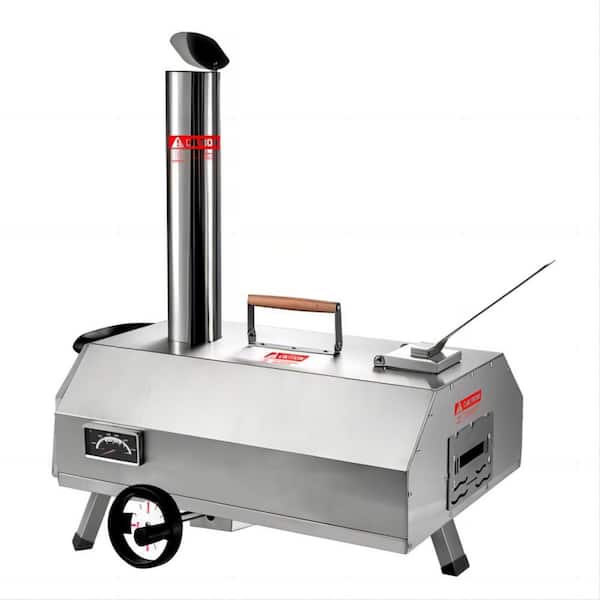 Clihome 12 in. Semi-Automatic Rotatable Wood Fired Outdoor Pizza Oven Portable Pizza Maker for Authentic Stone Baked Pizzas