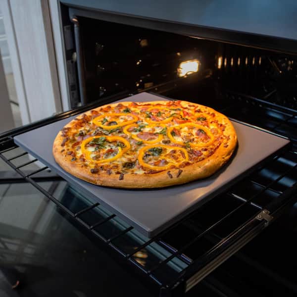 14 in. x 16 in. Glazed Rectangle Pizza Stone in Grey GPS1416-G