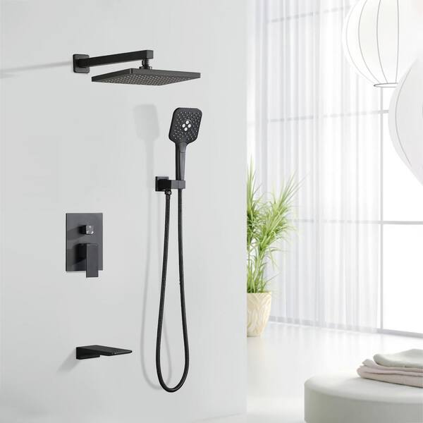 Vedra Single-Handle 3-Spray Tub top and Shower Faucet in Matte Black (Valve Included