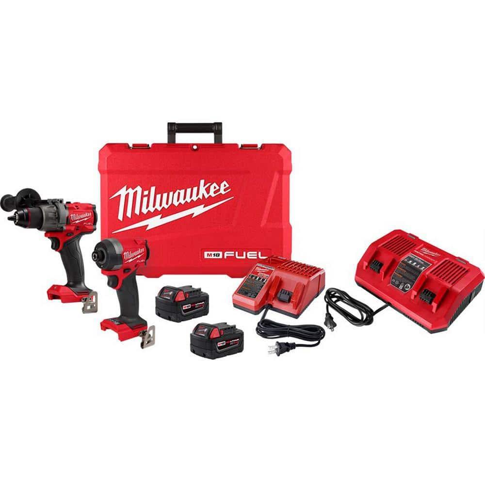 M18 FUEL 18-V Lithium-Ion Brushless Cordless Hammer Drill and Impact Driver Combo Kit (2-Tool) with Dual Rapid Charger -  Milwaukee, 3697-22-1802