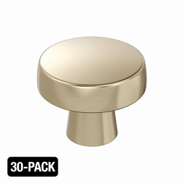 30-Pack Halston 1-5/16 in. (33mm) Classic Brushed Gold Round Cabinet Knobs