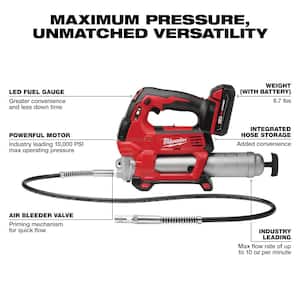 M18 18V Lithium-Ion Cordless Grease Gun 2-Speed with (3) Batteries, Charger, Tool Bag