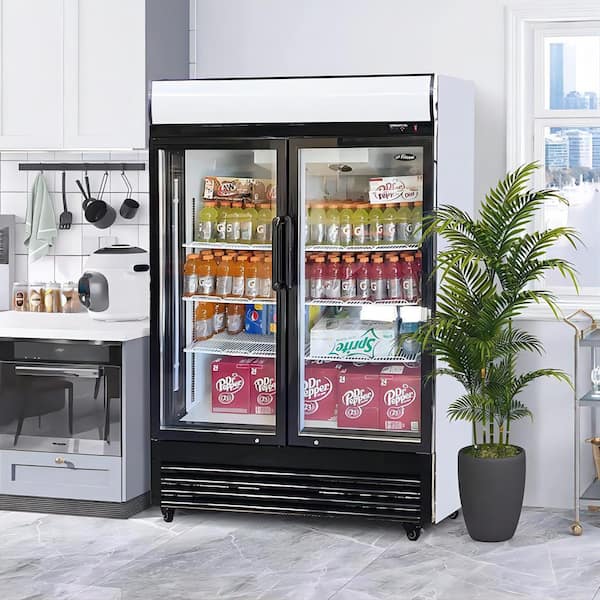 Biscayne Bay 51 in. 31 cu. ft. Commercial Upright Merchandiser Refrigerator in Black with 2-Tempered Glass Door