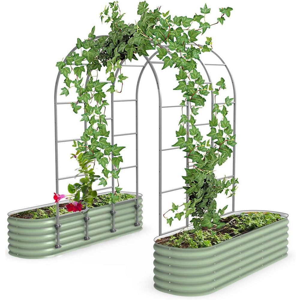 Garden Modular Arched Trellis System Triple Section 7 .0' Long Trellis for 2.5' x 9.5' (10 in 1) Garden Bed